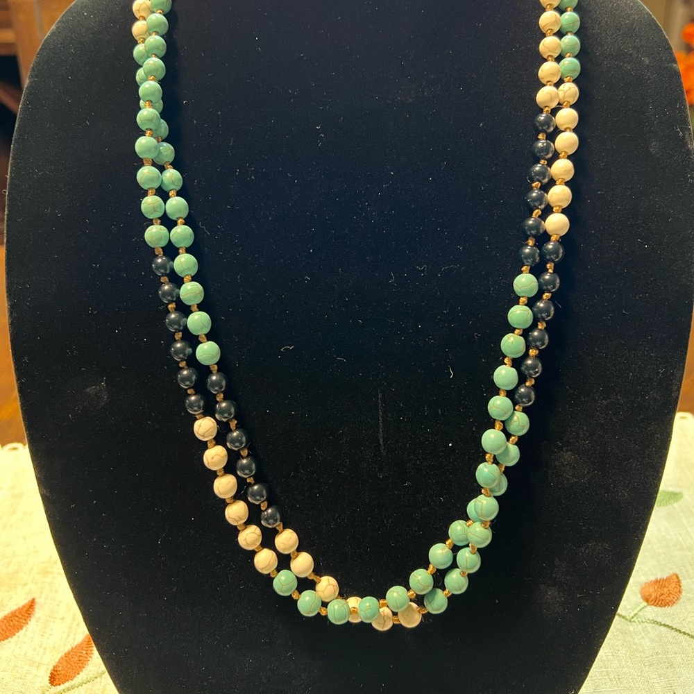 Beautiful, necklace, black and turquoise cream